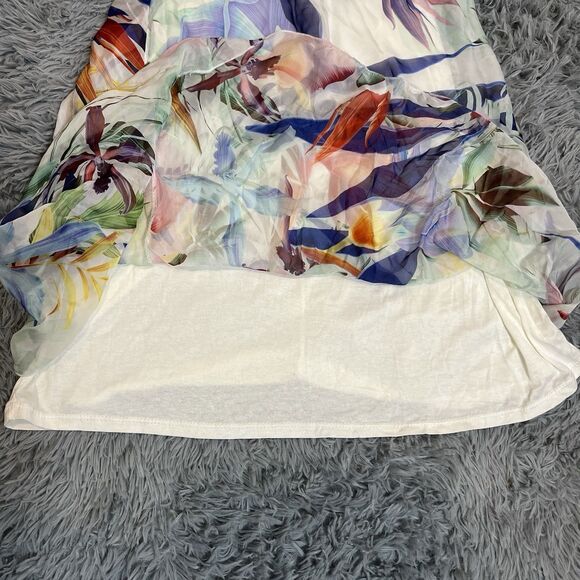 NWT New Lara G Floral Silk Blend One Shoulder Dress Made In Italy Size M lined - Picture 6 of 9